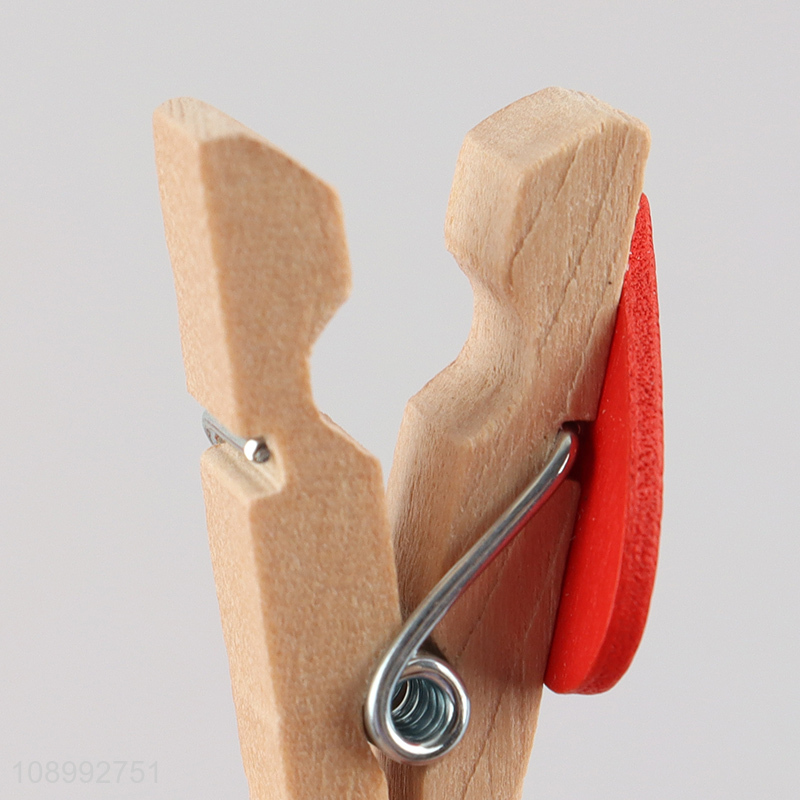 China factory 50pcs heart shape wooden paper clips for stationery