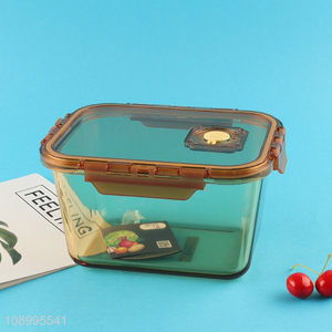 Low price rectangle home kitchen food container glass crisper