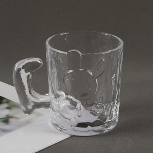 China Product Clear Glass Water Cup Lead Free Drinking Glasses with Handle