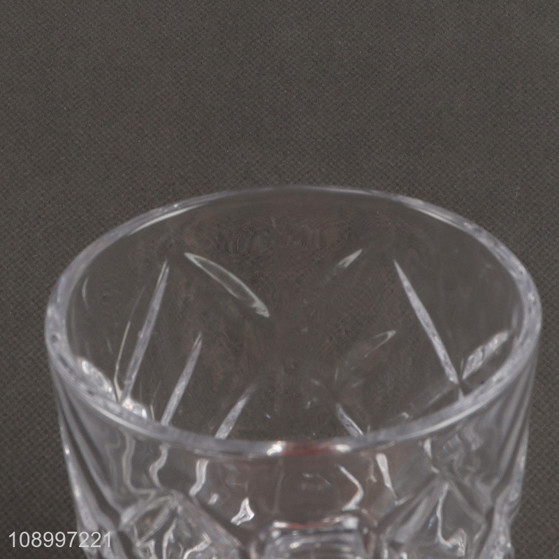 Online Wholesale Clear Glass Water Cup Embossed Glass Coffee Cup with Handle