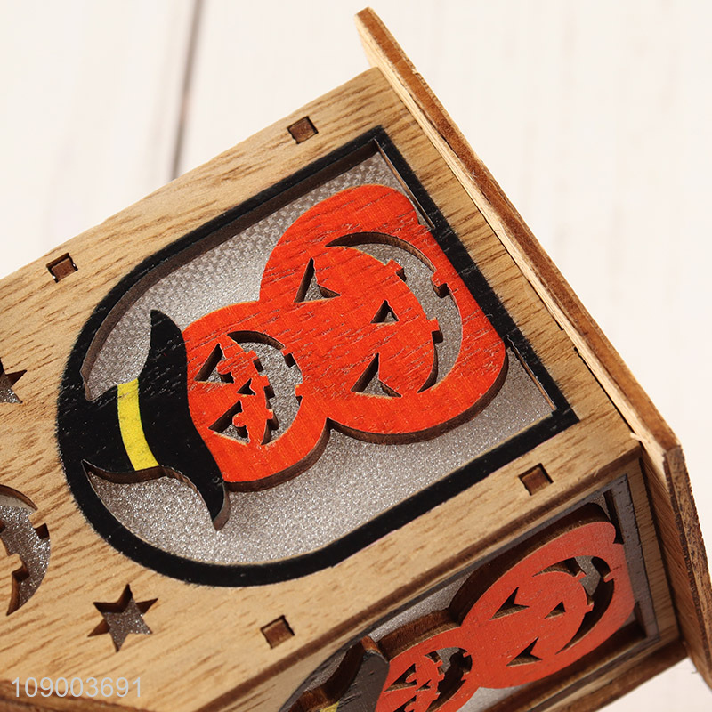 High Quality Hanging Halloween Led Light Wooden House for Halloween Decor