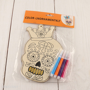High Quality Halloween DIY Coloring <em>Wooden</em> <em>Craft</em> Kit DIY Halloween Ornaments