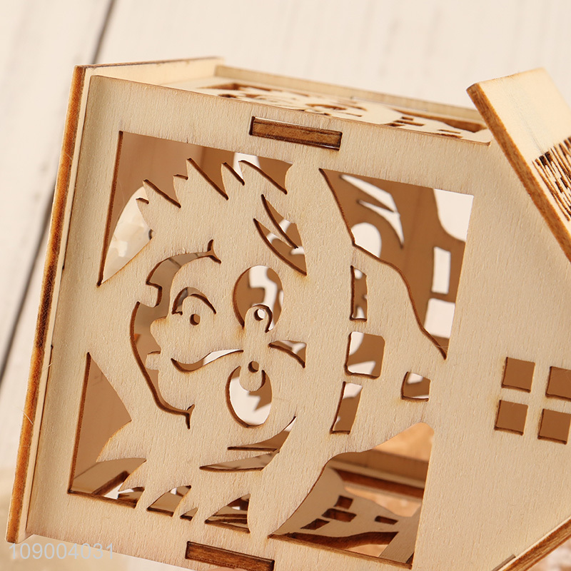 Online Wholesale Light Up Halloween Wooden House Pendants Wooden Hanging Ornaments