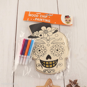 Online Wholesale DIY Coloring <em>Wooden</em> <em>Craft</em> Kit Halloween Hanging Ornaments for Kids