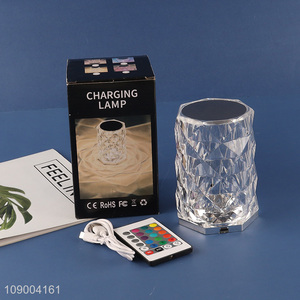 Hot Sale Crystal <em>Table</em> <em>Lamp</em> USB Rechargeable RGB Remote & Touch Control Rose Night <em>Lamp</em>