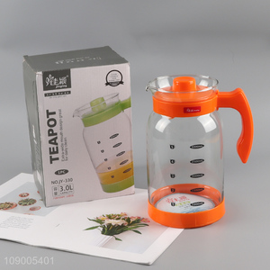 Best sale 3000ml large capacity glass tea pot water jug wholesale