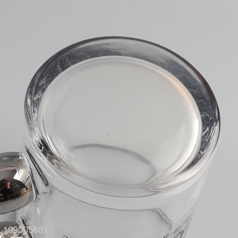 Factory price glass clear water cup drinking cup with handle