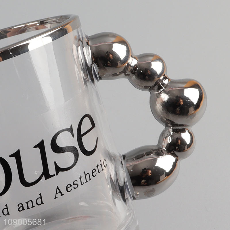 Factory price glass clear water cup drinking cup with handle