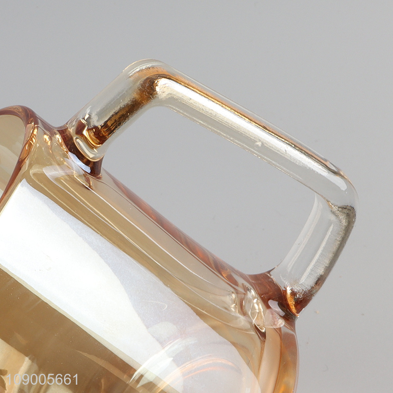 China supplier multicolor glass water cup drinking cup with handle