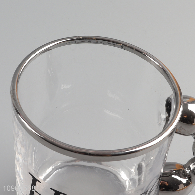 Factory price glass clear water cup drinking cup with handle
