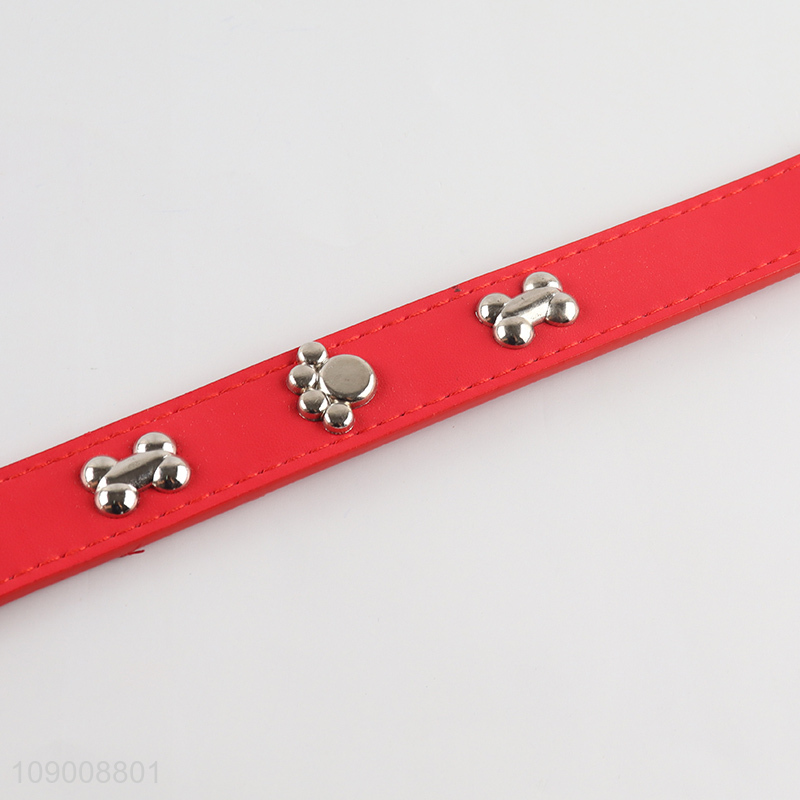 Factory Price Pet Collar Adjustable Pu Leather Collar for Medium Dogs