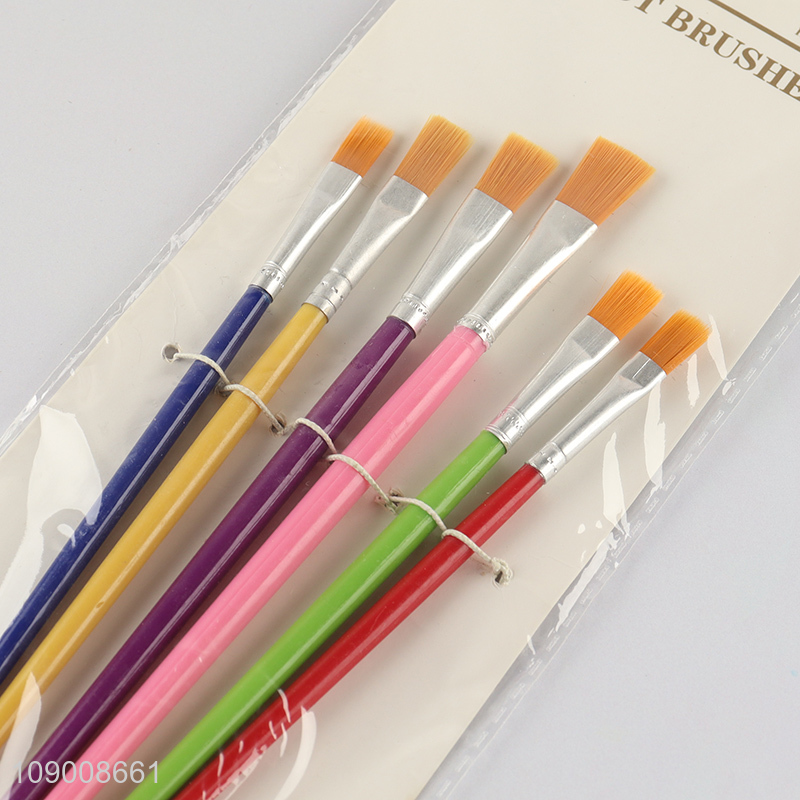 New Arrival 6PCS Plastic Handle Paintbrush Acrylic Paint Brush Set