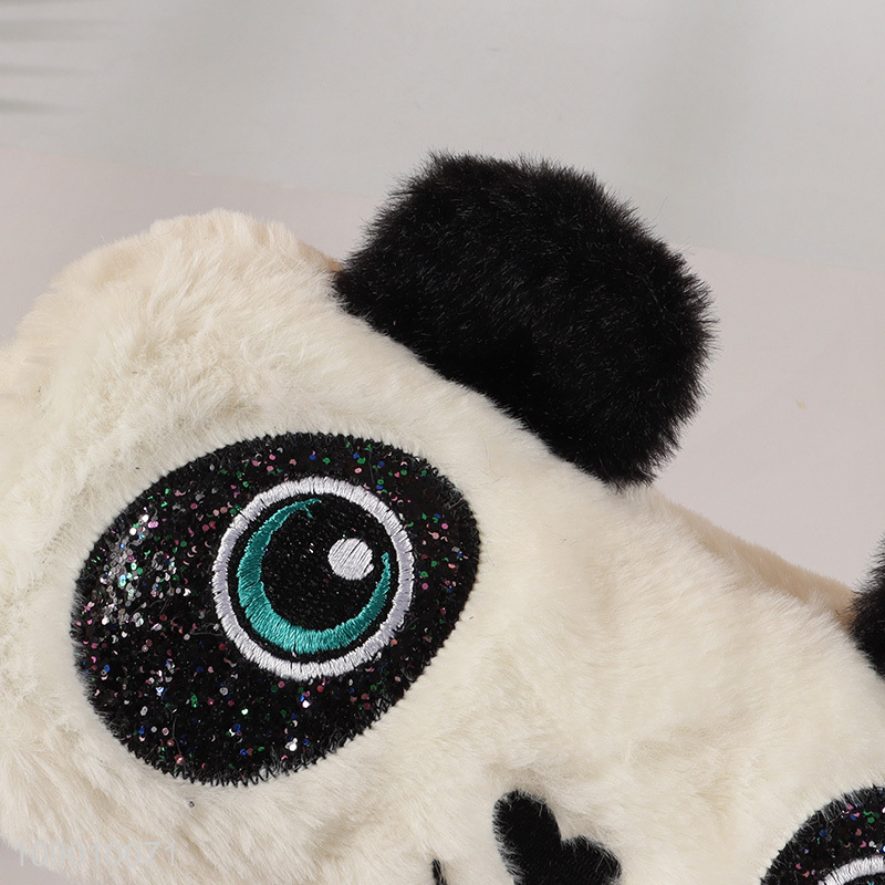 Hot selling cartoon panda shape plush school kids pencil bag wholesale