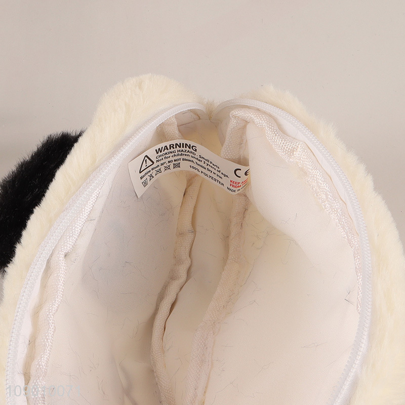 Hot selling cartoon panda shape plush school kids pencil bag wholesale