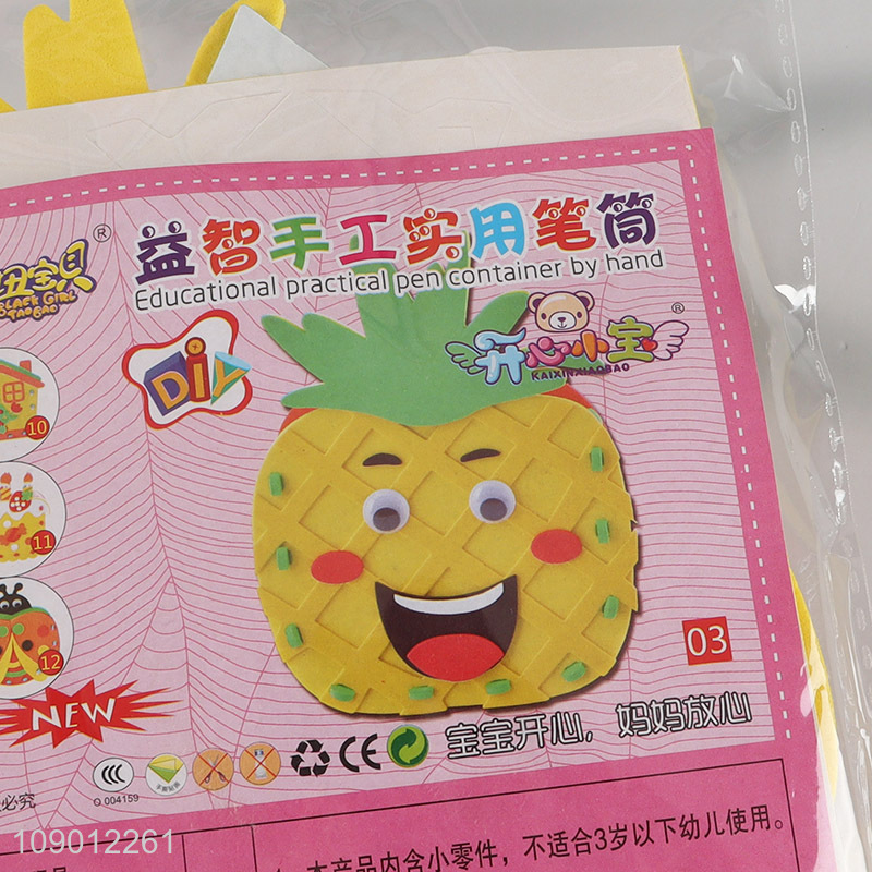 Hot selling pineapple shape cartoon kids diy pen holder for stationery
