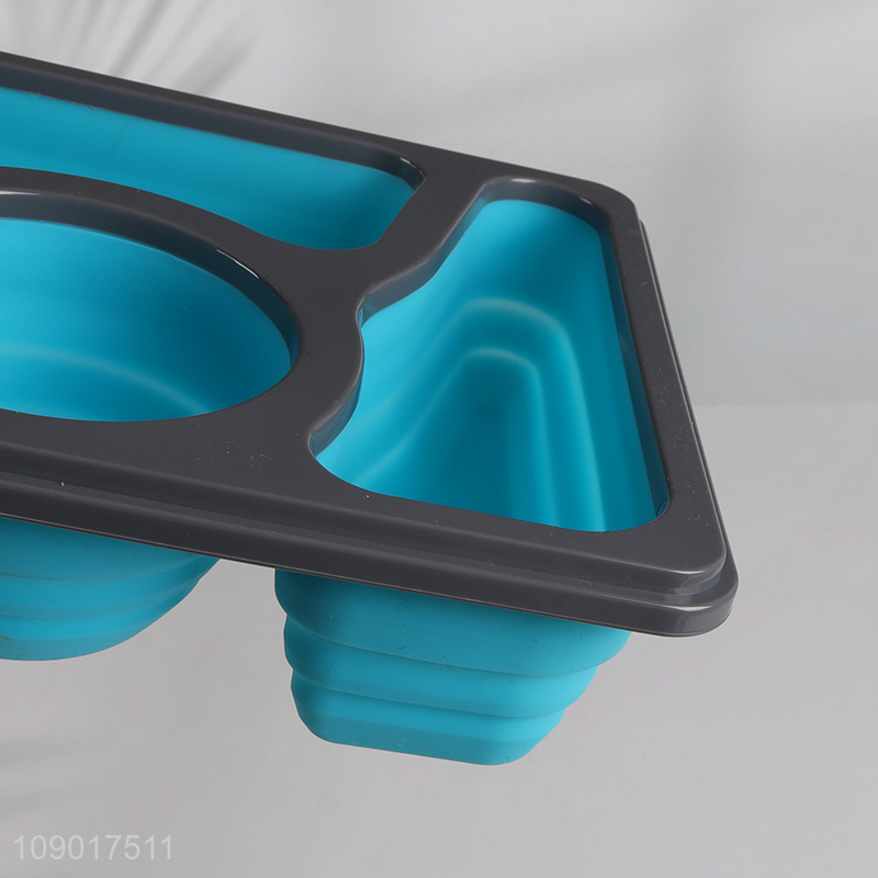 China factory portable folding silicone sealed lunch box with spoon