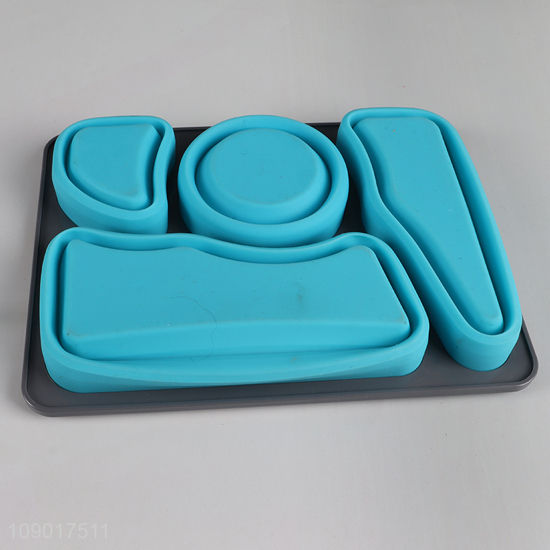 China factory portable folding silicone sealed lunch box with spoon