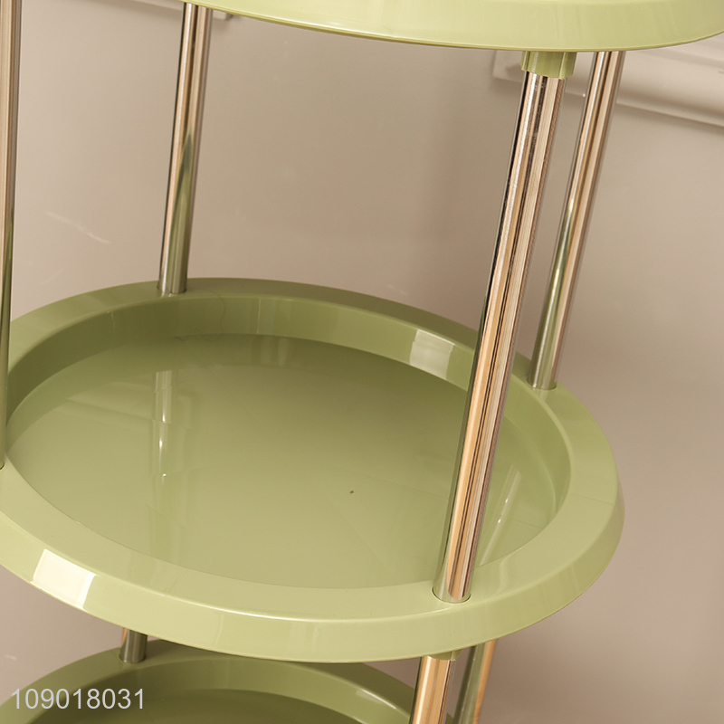 High Quality 4 Tier Plastic Rolling Cart with Wheels and Handles