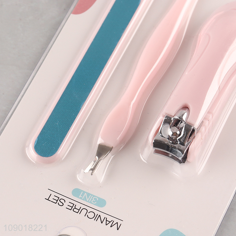 Wholesale 3 Pieces Manicure Set with Nail Clipper, Cuticle Pusher & Nail File