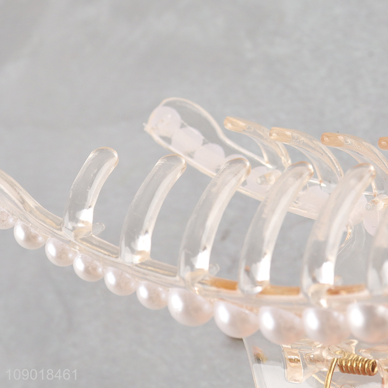 Factory Price Large Hair Claw Clips Trendy Pearl Hair Claw Clips for Women