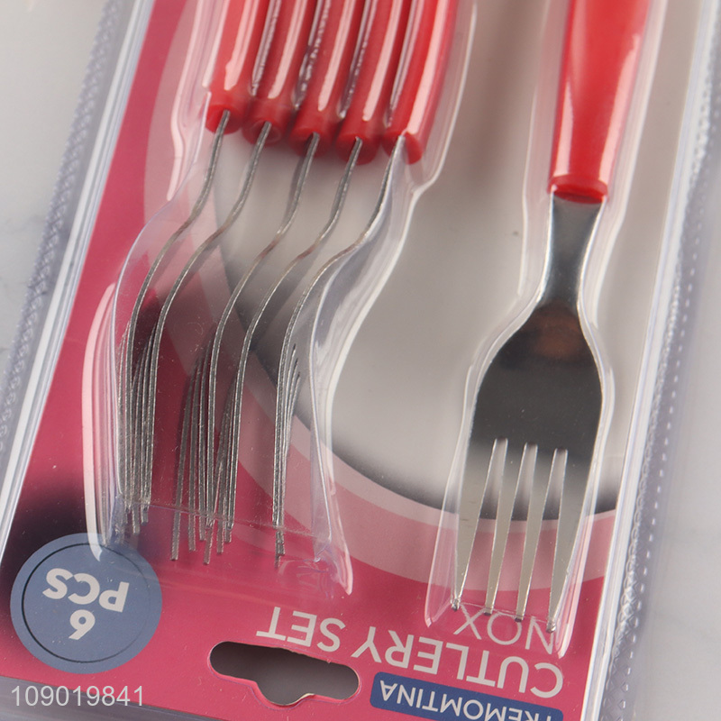 Popular Product 6PCS Dinner forks Plastic Handle Stainless Steel Dinner forks