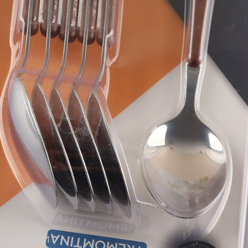 Popular Product 6PCS Stainless Steel Dinner Spoons Set with Plastic Handles