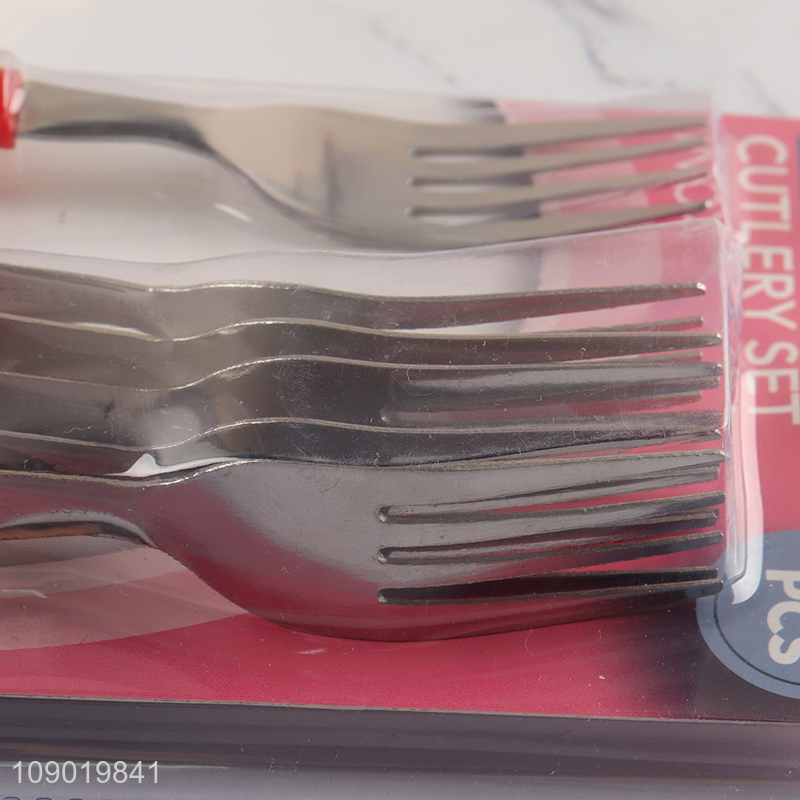 Popular Product 6PCS Dinner forks Plastic Handle Stainless Steel Dinner forks