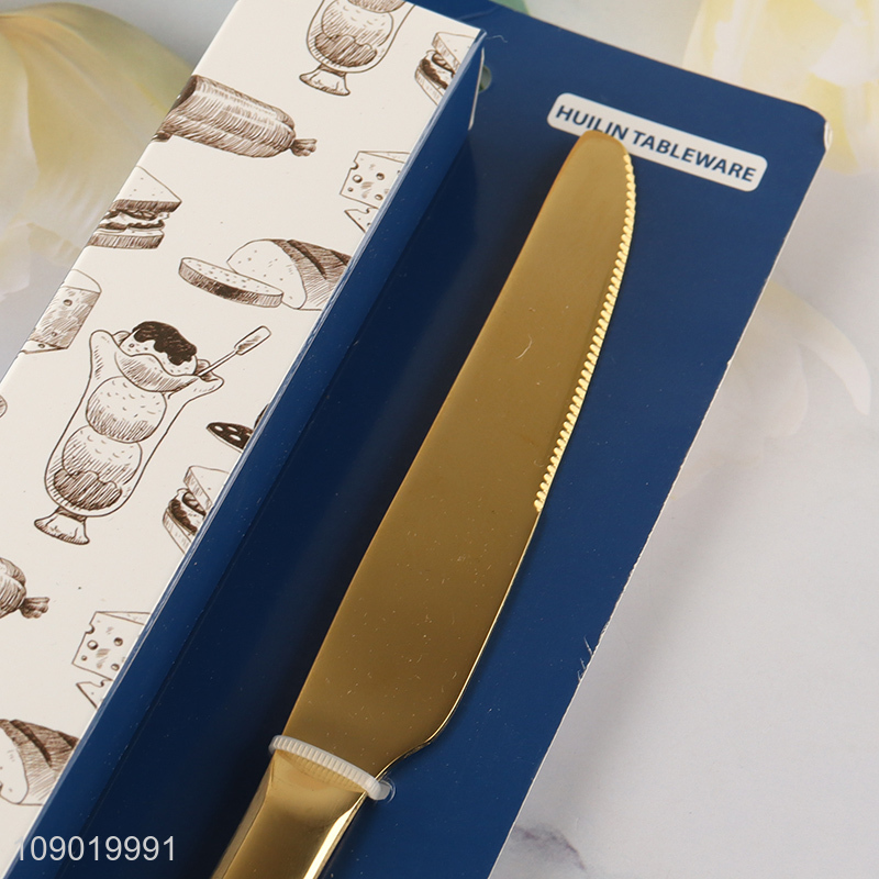 China Imports 6PCS Titanium Gold Plating Stainless Steel Dinner Knives Set