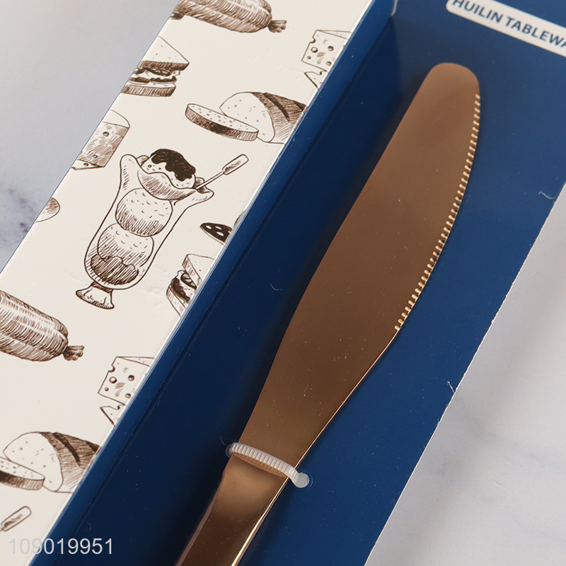 Good Quality 6PCS Rose Gold Stainless Steel Dinner Knives Set for Home