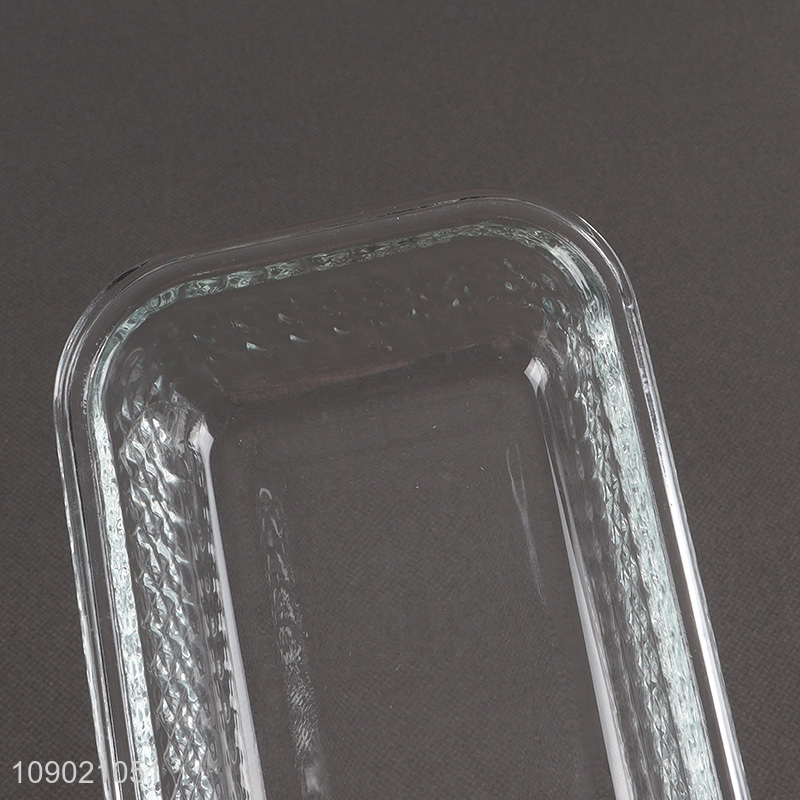 Best selling rectangle glass food container crisper with bamboo lid