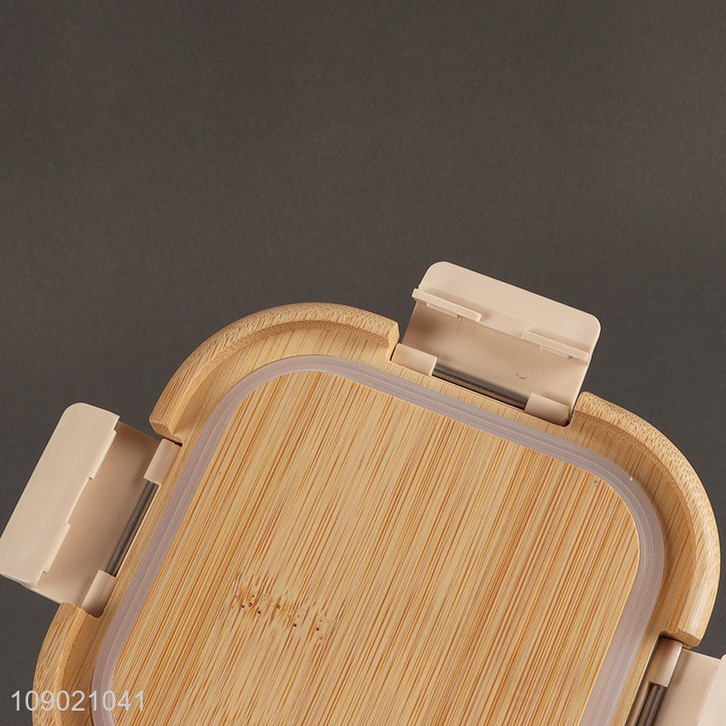 Good quality home kitchen sealed glass food container preservation box with bamboo lid