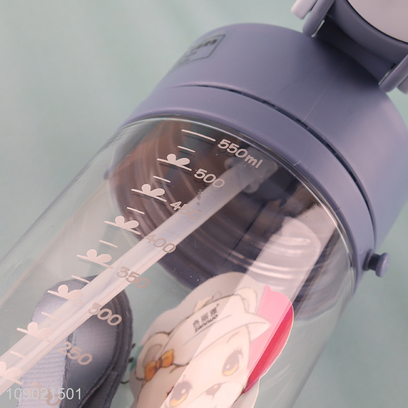 Wholesale 500ml Portable Kids Water Bottle Plastic Water Bottle with Straw