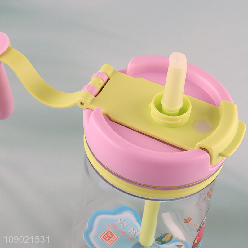 Hot Selling 600ml Cute Kids Water Bottle with Straw & Spill-Proof Lid