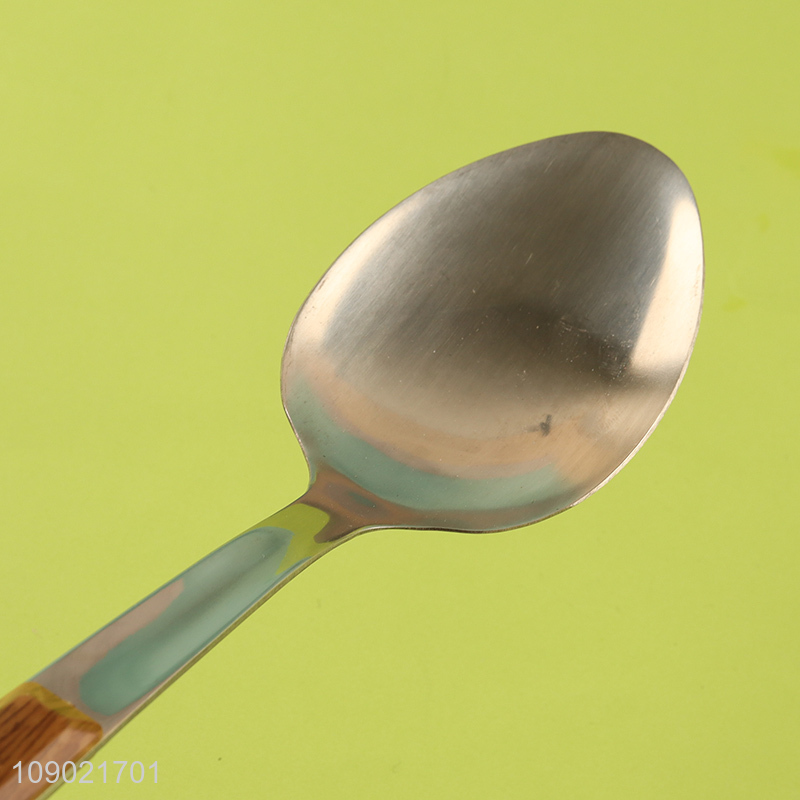 Factory Price Imitation Wood Grain Handle Stainless Steel Basting Spoon