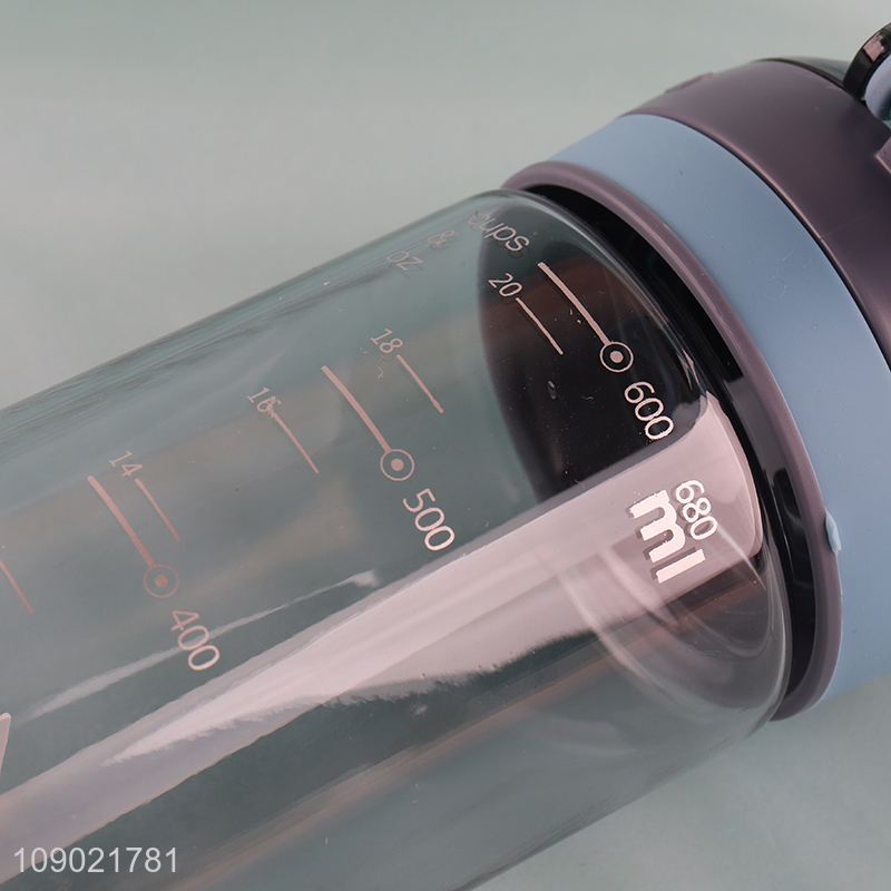 New Product 700ml Unbreakable Plastic Sports Water Bottle with Silicone Straw