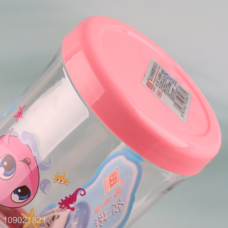 High Quality 550ml Reusable Plastic Kids Water Bottle with Straw & Strap