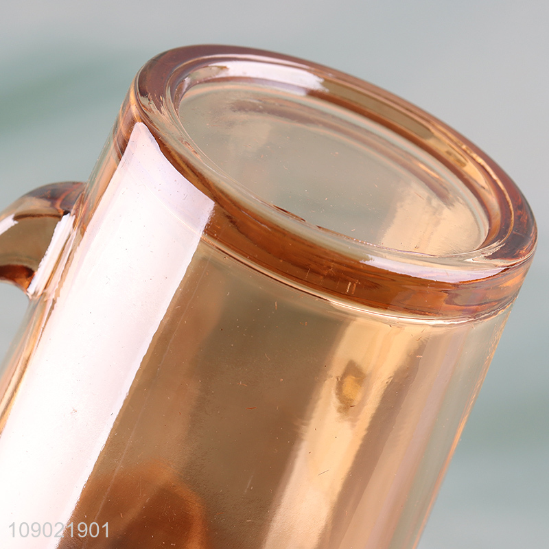 Factory Wholesale 450ml Colored Glass Water Cup with Lid and Straw