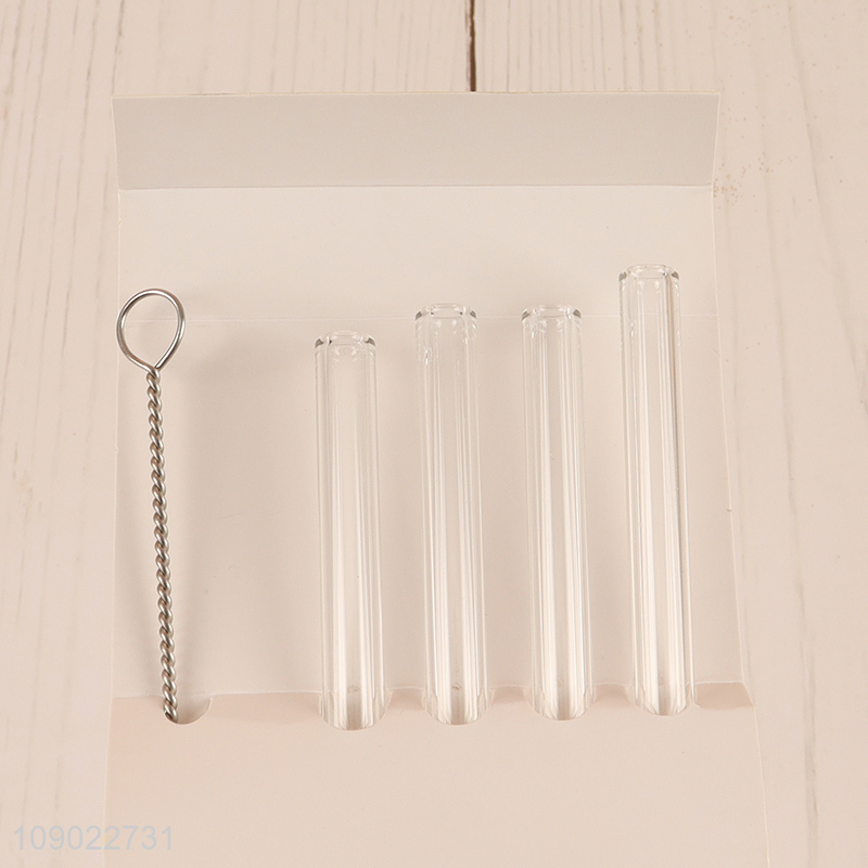 China factory 4pcs Christmas party supplies clear glass drinking straw for juice