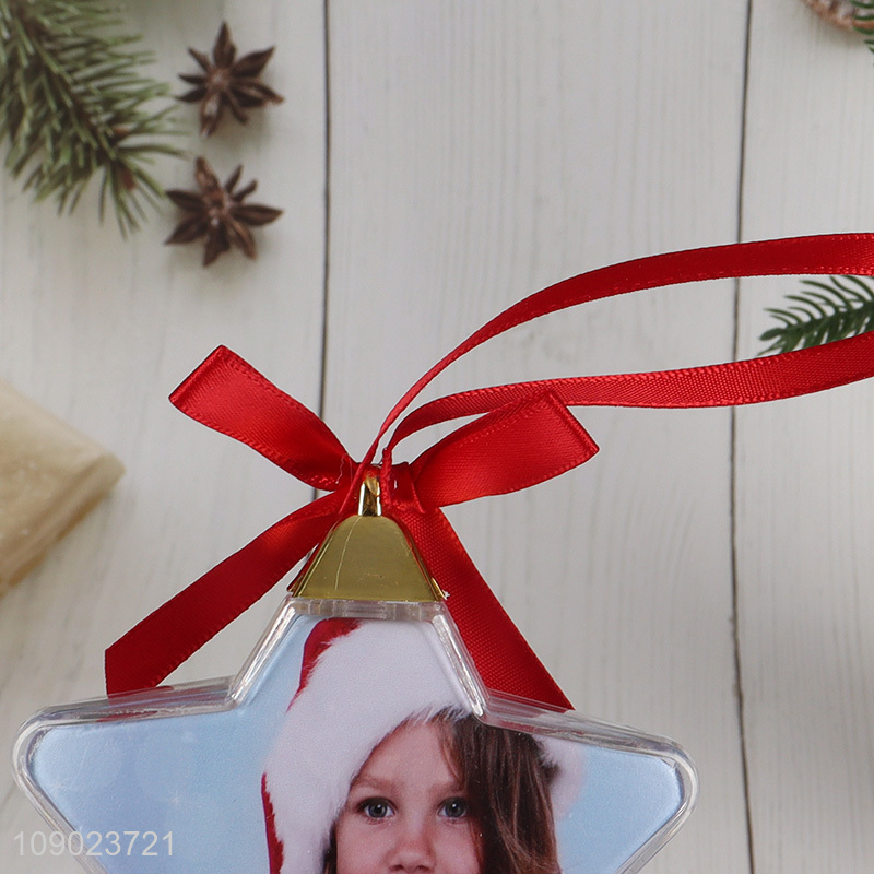 Top selling star shape mini photo frame hanging ornaments for Christmas decoration