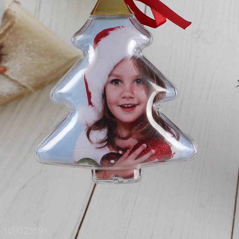 Online wholesale xmas tree shape hanging photo frame hanging ornaments for decoration