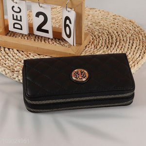 Factory price black pu leather waterproof long style <em>women</em> <em>wallet</em> for sale