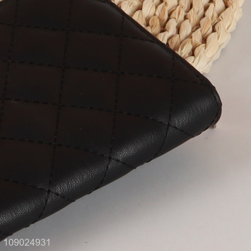Hot items black long style fashionable pu leather wallet for women