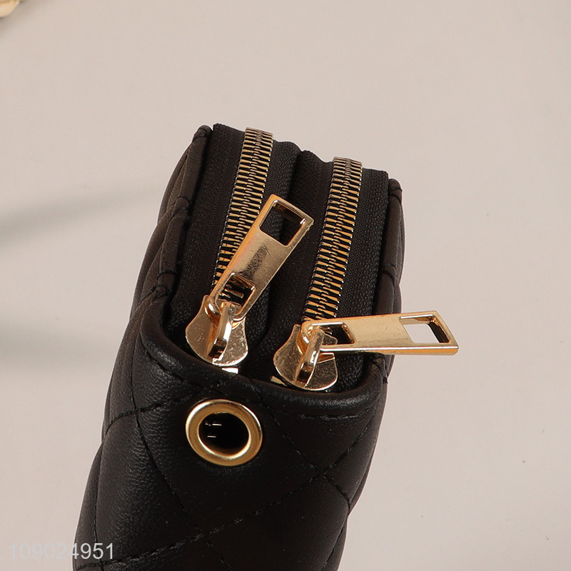 Factory price black pu leather waterproof long style women wallet for sale