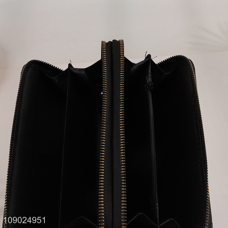 Factory price black pu leather waterproof long style women wallet for sale