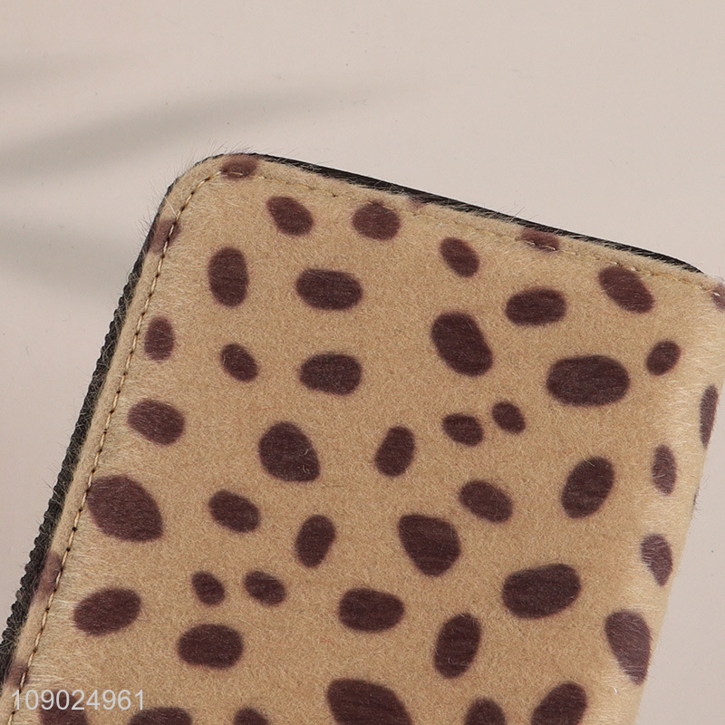 Best selling leopard print ladies long style wallet with zipper