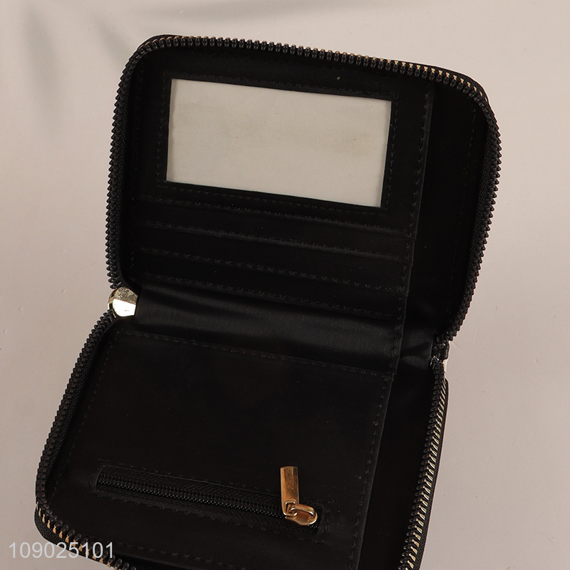 Top selling portable fashionable mini pu leather wallet with zipper