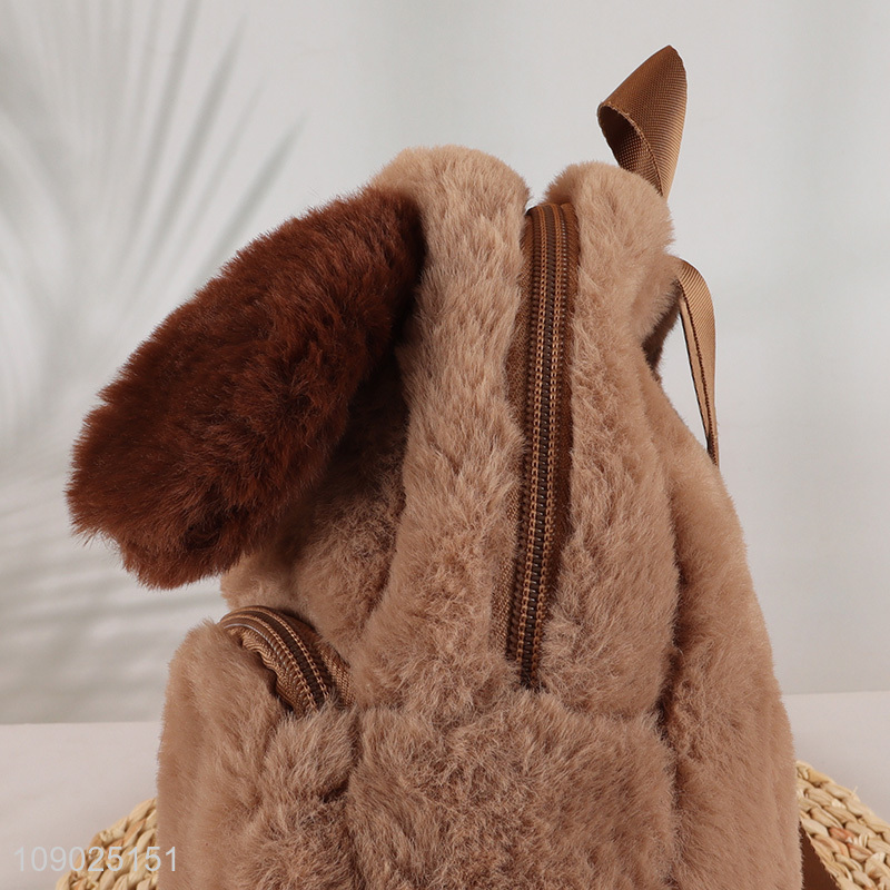 Good sale portable cartoon puppy plush backpack bag for girls