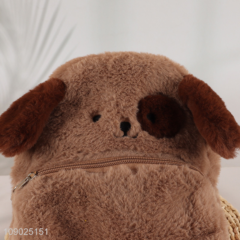 Good sale portable cartoon puppy plush backpack bag for girls