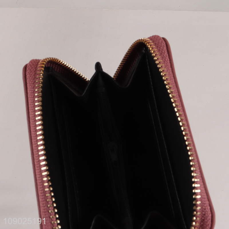 Hot products waterproof pu leather women wallet with zipper