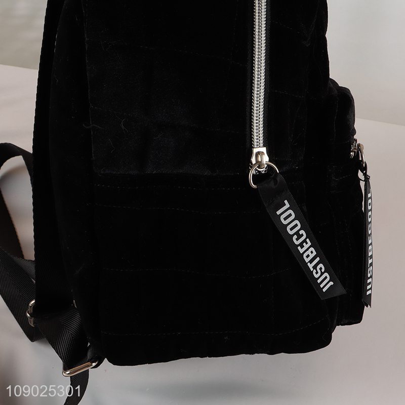 Best quality black fashionable women men polyester causal backpack